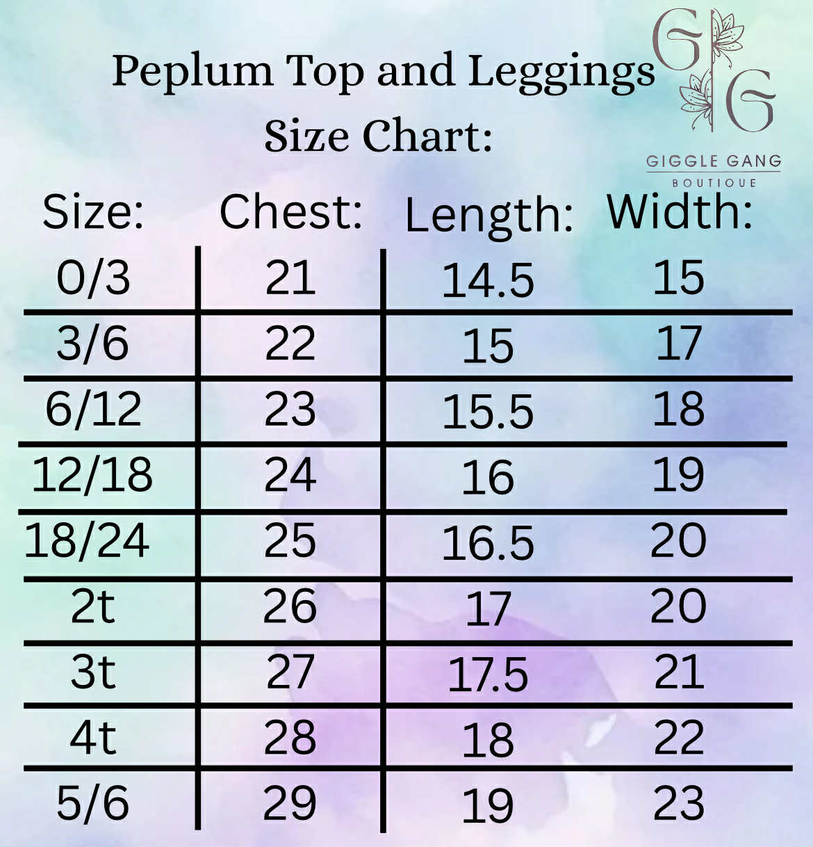 Size Charts