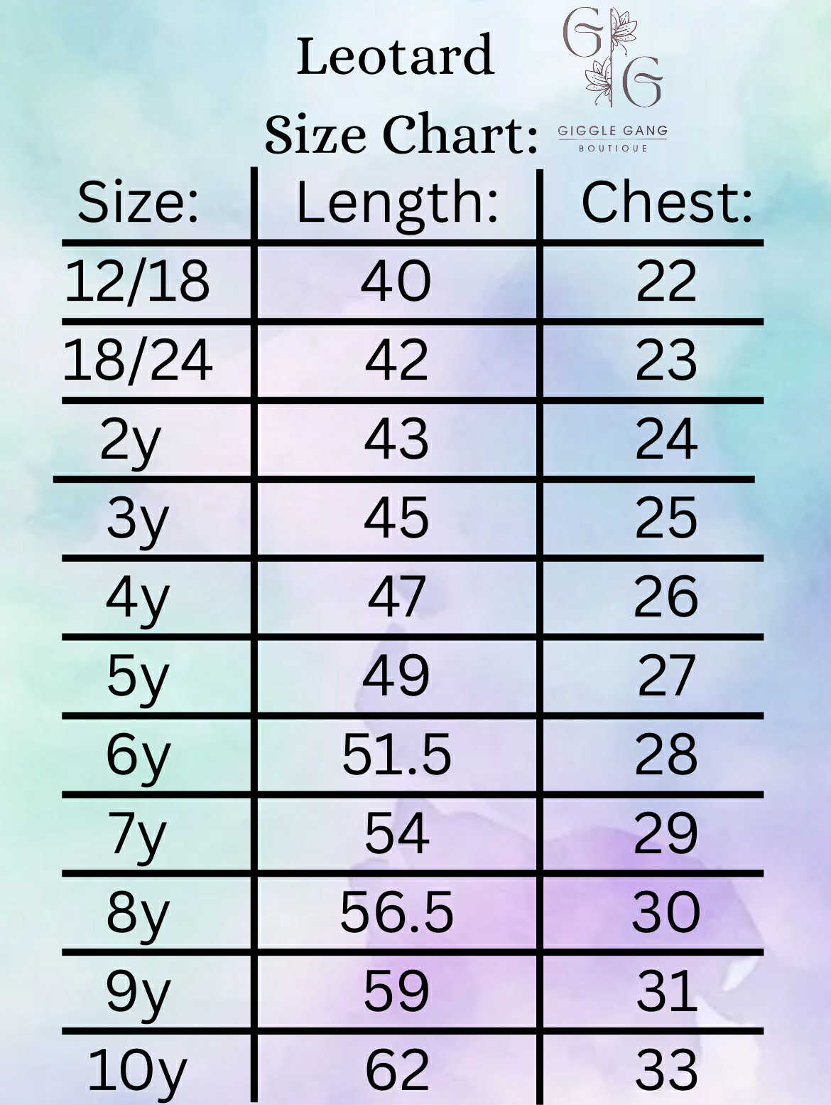 Size Charts