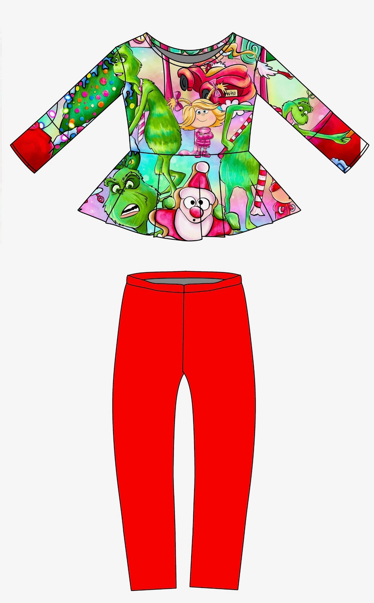 Whoville: Long Sleeve Peplums and Leggings (ETA Early Nov.)