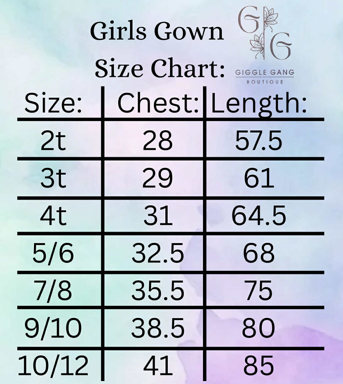 Size Charts