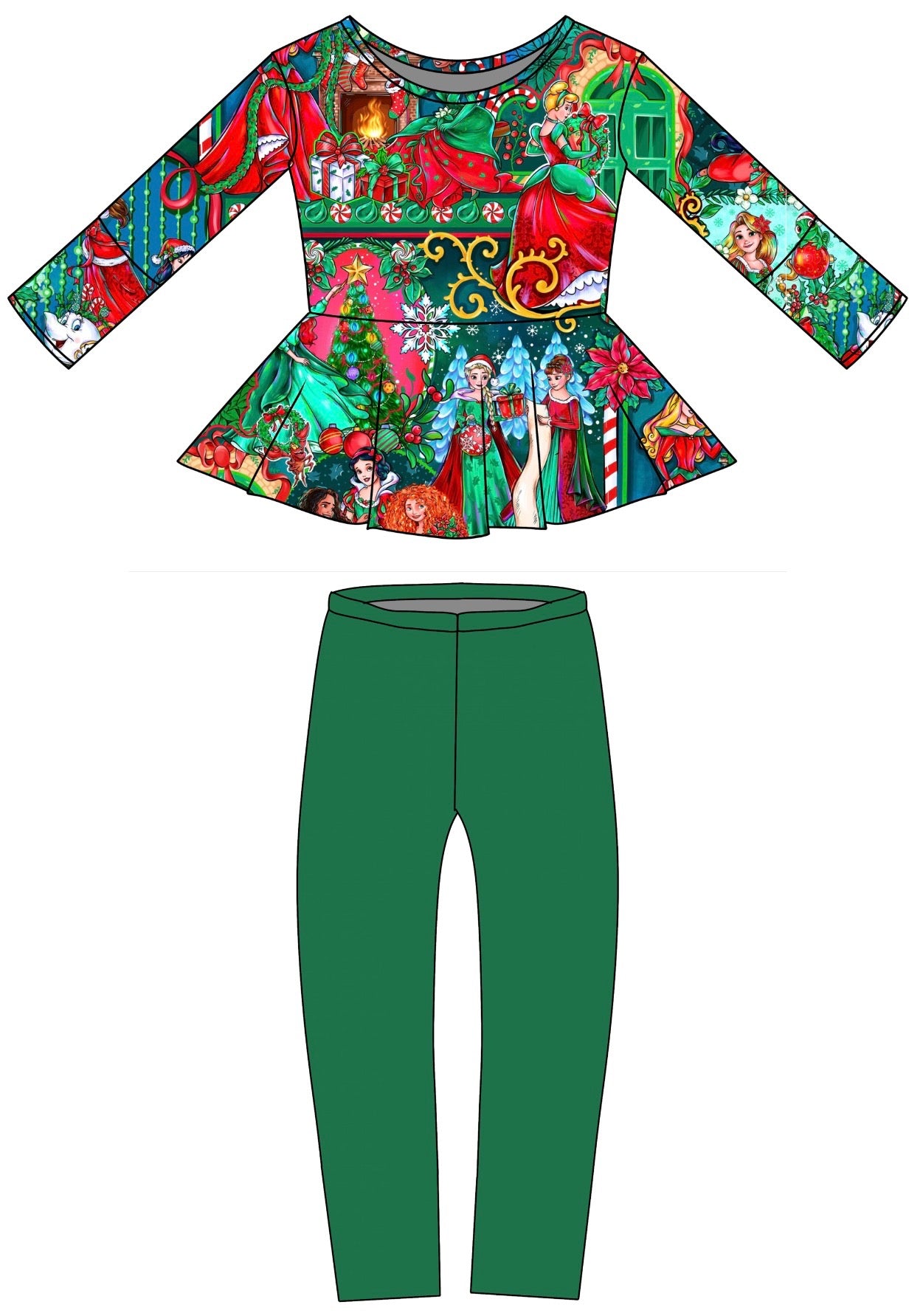 Royal Holiday: Long Sleeve Peplum and Leggings (ETA Early Nov.)