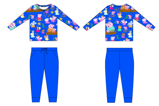 Blue Peppa LS Jogger Set